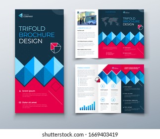 Tri fold brochure design with line shapes, corporate business template for tri fold flyer. Creative concept folded flyer or brochure.