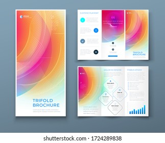 Tri fold brochure design with liquid abstract element. Corporate business template for trifold flyer. Layout with modern abstract background. Creative concept folded flyer or brochure.