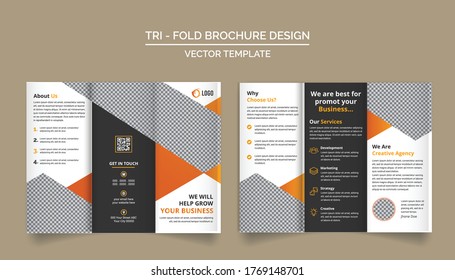 Tri Fold Brochure Design Template for your Company, Corporate, Business, Advertising, Marketing, Agency, and Internet business.