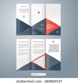 Tri fold brochure design template vector, Geometric style flyer layout in a4 paper, multipurpose leaflet