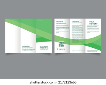 Tri fold brochure with green lines. Summer, green energy, earth day.