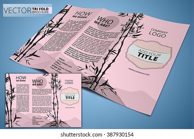 Tri Fold Brochure, Ink Drawing Nature, Bamboo