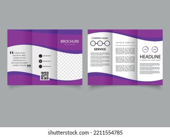 Tri fold brochure with pink waves. Flyer for printing.