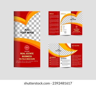 Tri fold  brochure Real estate design template vector editable and resizable