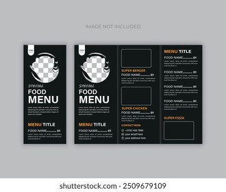 Tri fold brochure restaurant food menu design template, Food brochure template design and flyer design, trifold leaflet brochure template design. Healthy restaurant brochure tri-fold template.