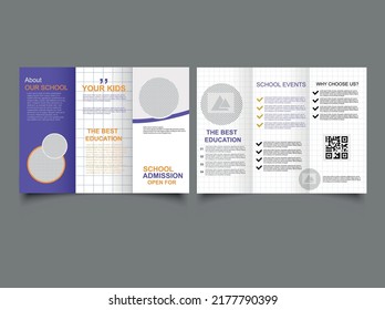 TRI FOLD Brochure School admission. Creative shape business, school admission brochure template