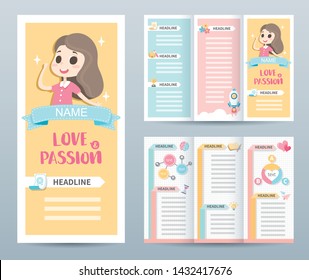 Tri fold brochure template with colorful background.