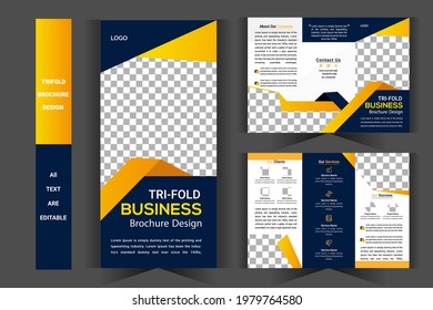 Tri fold brochure Template Corporate Business Modern profile vector gradient shapes design