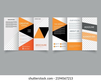 Tri fold brochure template design. Brochure with triangles. Vector Template Trifold brochure with circles.
