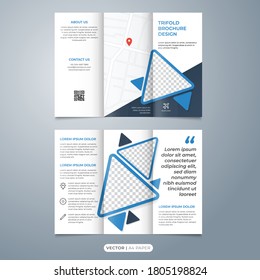 Tri fold brochure template vector, corporate business flyer in a4 paper