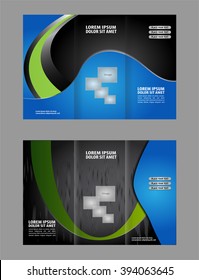 tri fold business brochure design template with abstract lines and waves for your business

