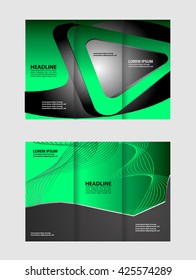 tri fold business brochure design template with abstract lines and waves for your business
