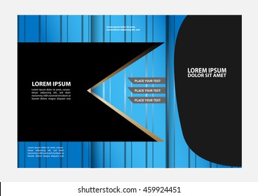 tri fold business brochure design template with abstract lines and waves for your business
