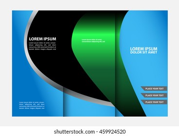 tri fold business brochure design template with abstract lines and waves for your business
