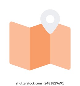 Tri Fold chart with location pointer, trendy icon of map location