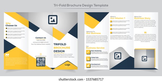 Tri Fold Corporate Brochure Design Template For Business Branding