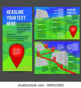 Tri Fold corporate identity template Brochure Vector Design. Corporate Leaflet with polygonal landscape 