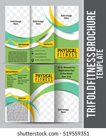 Tri Fold Fitness Brochure Template Design Vector Illustration 