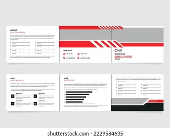 tri fold landscape brochure template, corporate business booklet, simple style and modern layout  bifold brochure, annual report template, annual report, brochure template