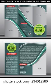 Tri Fold Optical Store Brochure Template vector illustration 