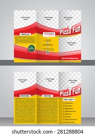 tri fold pizza brochure template vector illustration 