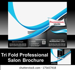 Tri Fold Professional Salon Brochure vector illustration 
