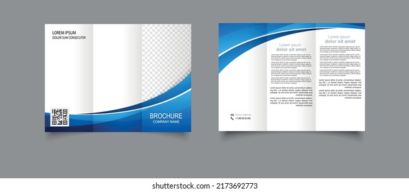 Tri Fold Wave Brochure Layout Blue Stock Vector (Royalty Free ...