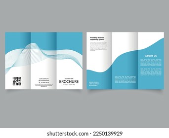 Diseño de folletos de ondas triples. Volante azul y blanco. Para diseño e impresión