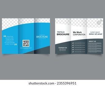 Tri fold wave brochure layout. Vector editable template. corporate trifold brochure