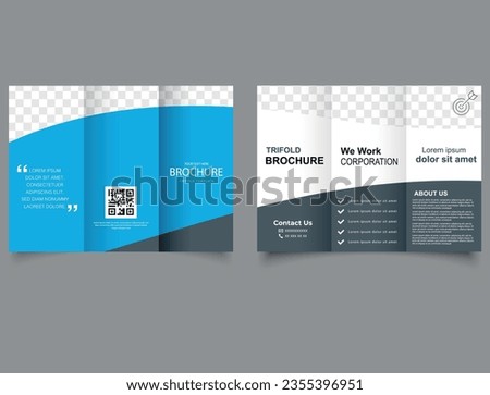 Tri fold wave brochure layout. Vector editable template. corporate trifold brochure