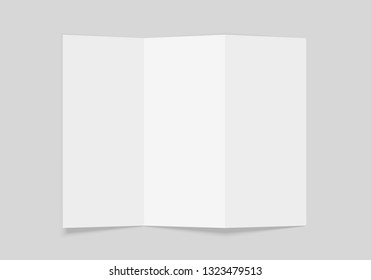 Tri folded booklet mockup. Blank white  brochure mock up. Isolated vector illustration on white background.