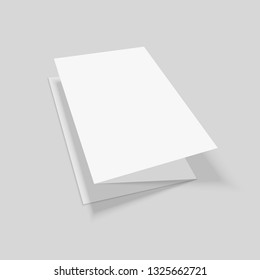 Tri folded booklet mockup. Blank white  brochure mock up. Isolated vector illustration on white background.