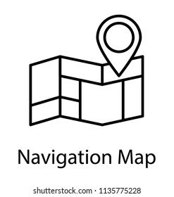 
A tri folding cartography of some local place with location marker indicating map icon
