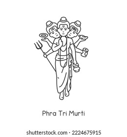 tri murti the faith of the Indians kawaii doodle flat cartoon vector illustration