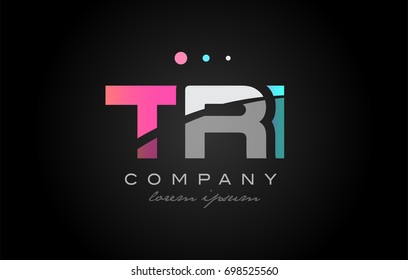 TRI t r i three 3 letter logo combination alphabet vector creative company icon design template modern  pink blue white grey