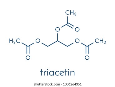 Triacetin (glycerin triacetate) molecule. Skeletal formula.