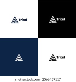"Triad - A Sleek and Modern Logo Design Featuring a Geometric Triangle Lettermark, Ideal for Corporate Branding, Innovative Businesses, and Professional Identities"

