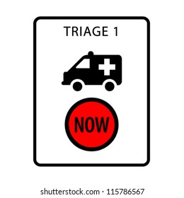 Triage 1: Emergency Department Immediately. A Sign Formatted To The Proportions Of An A4 Or Letter Page.