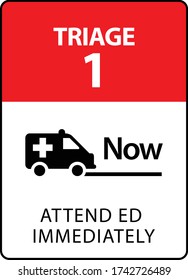 Triage 1: Emergency Department Immediately. A Sign Formatted To The Proportions Of An A4 Or Letter Page.