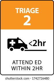 Triage 2: Emergency Department Within 2 Hours. A Sign Formatted To The Proportions Of An A4 Or Letter Page.