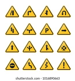 triagle road sign warning set