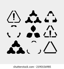 Triagle sign symbol icon vector set element editable
