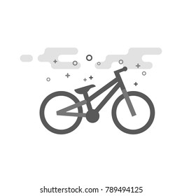 Trial bicycle icon in flat outlined grayscale style. Vector illustration.
