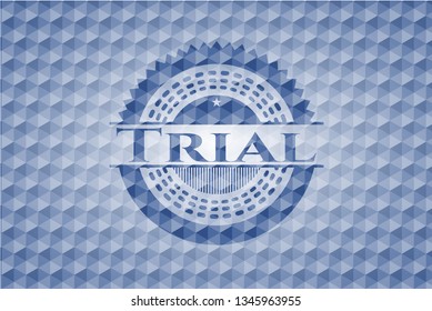 Trial blue badge with geometric pattern.