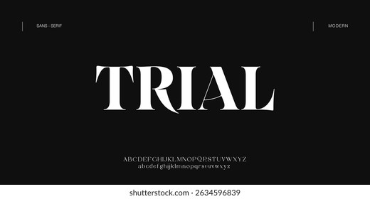 Trial  Creative font. Modern abstract digital tech font. Logo creative font, type, technology, movie, digital, music, movie. Fonts and illustration in vector format.