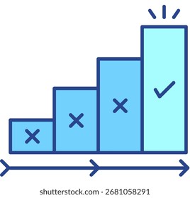 Icono azul de Prueba y error 