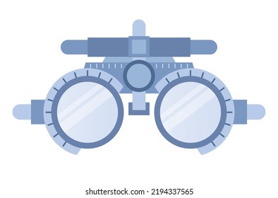 Trial frame for checking vision icon. Spectacles used for eyesight tests. Ophthalmologic equipment. Ophthalmology concept. Eyesight treatment. Vector flat illustration