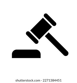 Trial gavel silhouette icon. Judgment. Guilty. Vector.