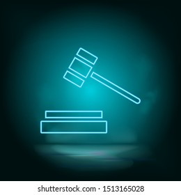 Trial hammer blue neon vector icon. Simple element illustration from map and navigation concept. Trial hammer blue neon vector icon. Real estate concept vector illustration.