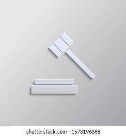 Trial hammer paper style, vector icon. Grey color vector background